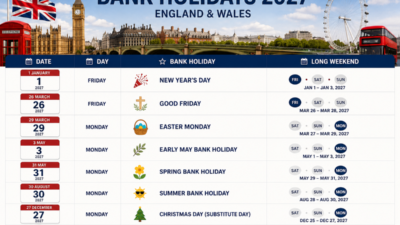 UK Bank Holidays 2027