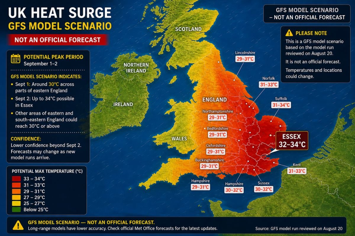 Which parts of the UK could be hottest